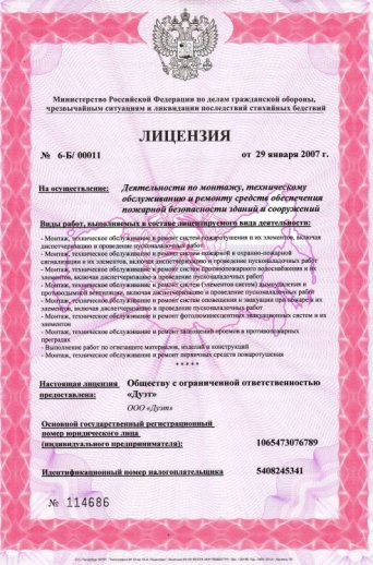 Лицензия ООО Дуэт